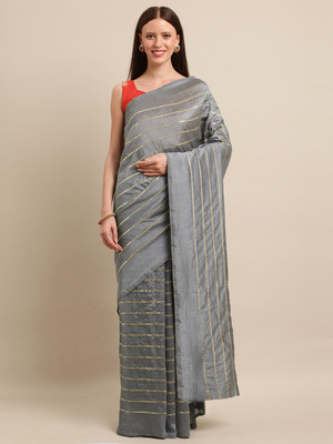 Shavya Embellished Bollywood Silk Blend Saree(Grey)