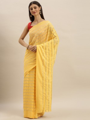 sotoni Embellished Bollywood Silk Blend Saree(Yellow)