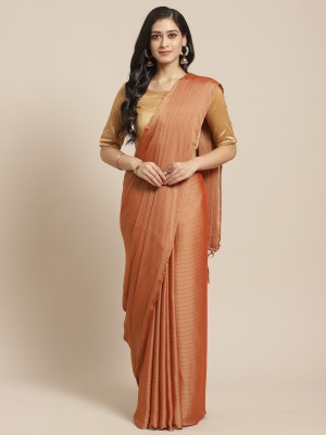 Ratnavati Striped Bollywood Georgette Saree(Orange)