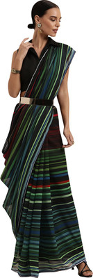 Shavya Striped Bollywood Georgette Saree(Multicolor)