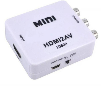Terabyte  TV-out Cable Mini HDMI to AV Converter Full HD 1080 HDMI Input to AV Output Video Converter(White, For TV)