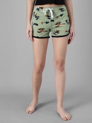 KOTTY Printed Women Green Night Shorts