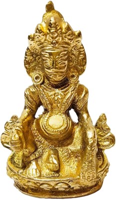 athizay 8 CM Kubera Idol Brass Metal Murti shiny Gold Finish with Lacquer Protection Decorative Showpiece  -  8 cm(Brass, Gold)
