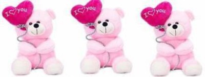 Saubhagye Combo Offer Pack Of 3 Light-Pink Teddy With I Love You Heart Balloon Stuffed Soft Plush Toy Love Girl - 12 inch (Pink) - 12 inch (Pink)  - 31 cm(Multicolor)