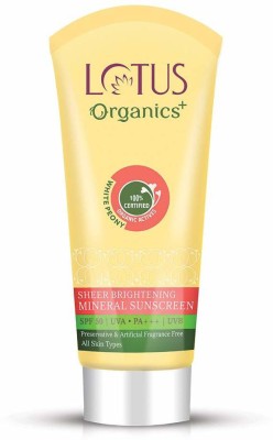 LOTUS Sunscreen - SPF 50 PA+++ Organics Brightening Face Sunscreen Cream SPF 50 PA+++ - 100gm(100 g)