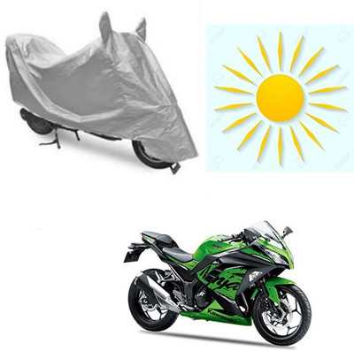 sr enterprises Waterproof Two Wheeler Cover for Kawasaki(Ninja 300, Silver)