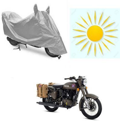 sr enterprises Waterproof Two Wheeler Cover for Royal Enfield(Classic 500, Silver)