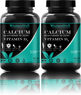 Naturewell Ultra Advanced Calcium with Mag Zinc & Vit D3 - 120 capsules (Green)(Pack of 2)(2 x 60 No)