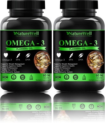 Naturewell Ultra Flaxseed extract capsules Omega 3 (120 capsules) (Triple Strenth) (Green)(2 x 60 No)