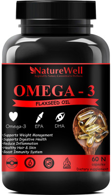 Naturewell Ultra Flaxseed extract capsules Omega 3 60 capsules (Triple Strenth) (Red)(60 No)