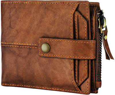 SPIFFY Men Casual Brown Genuine Leather Wallet(12 Card Slots)