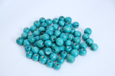 AN Sunshine 100 pc 10mm Sky Blue Round Wooden Beads for DIY Jewellery making Necklace Bracelet Art & Macrame Craft