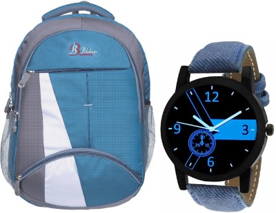 blubags Super Casual Backpack, College Bag, Trending Analogue Boys Watch 36 L Laptop Backpack(Multicolor)