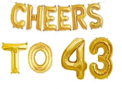 Balloonistics Solid Gold Cheers to 43 Foil Balloon Combo Foil Balloon for Birthday and Anniversary Celebration 16 Inches Balloon(Gold, Pack of 1)