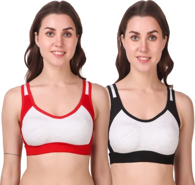 Willyard Women Sports Non Padded Bra(Red, Black)