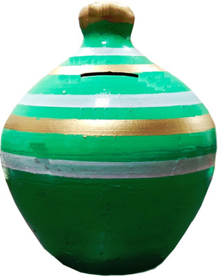 hc the crafts Mitti gullak Coin Bank green gullak pack of 1 Coin Bank(Green)