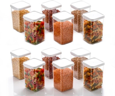 Machak Plastic Grocery Container  - 1100 ml(Pack of 12, Clear, White)