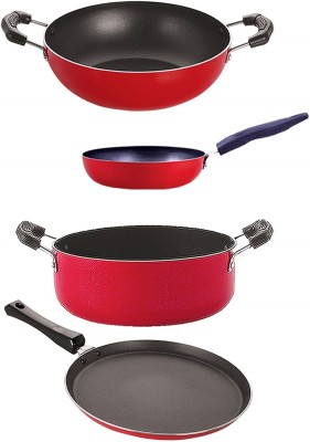 NIRLON FT10_KD13_CVG_CS24 Non-Stick Coated Cookware Set(PTFE (Non-stick), Aluminium, 4 - Piece)