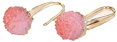 Deevam Light Weight Italian Collection Irregular Shape Cherry Pink Quartz Crystals Gold Coated Designer Earrings for Women & Girls Metal Drops & Danglers