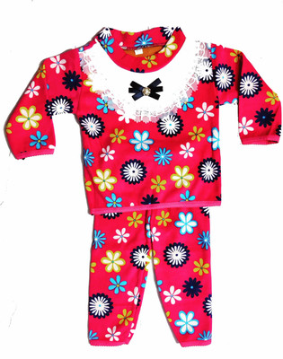 MANJI Baby Girls Casual Top Pyjama(Pink)