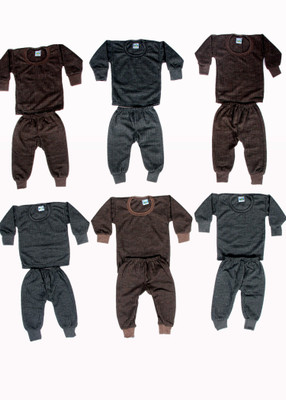 RJ GROUP OF COMPANY Top - Pyjama Set For Baby Boys & Baby Girls(Grey, Pack of 6)