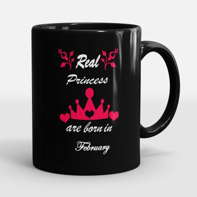 Sublikraft Real Princess Born In Fabruary Printed Ceramic Coffee Mug(330 ml)