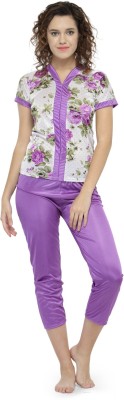 N-gal Women Printed Purple Top & Pyjama Set