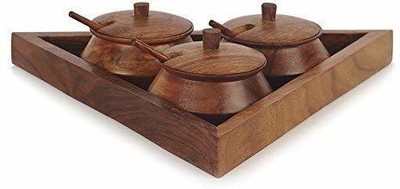Handicrafts Goods Wooden Triangle Shape Serving Tray with Bowl Set Tray