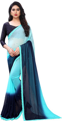 sareeslatest designer Solid/Plain Daily Wear Georgette Saree(Light Blue)