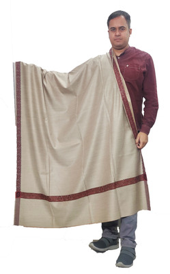 KAVIM Wool Self Design Men Shawl(Grey)