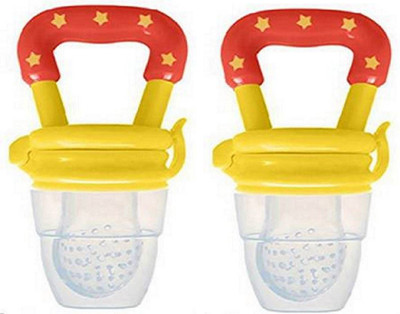 smilykid Baby Fruit nibbler with rattle and Feeding bottle with spoon for kids Teether and Feeder(Yellow)
