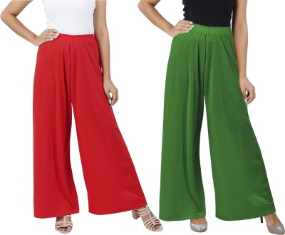 Buy That Trendz Flared Women Red, Green Trousers