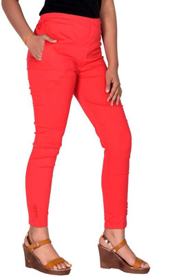 QUEEN FASHION Slim Fit Women Pink Trousers