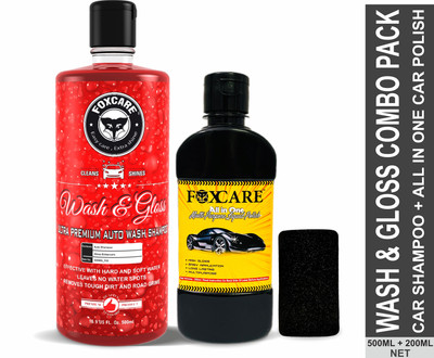 FOXCARE WASH & GLOSS CAR SHAMPOO + ALL IN ONE POLISH Car Washing Liquid(700 ml)