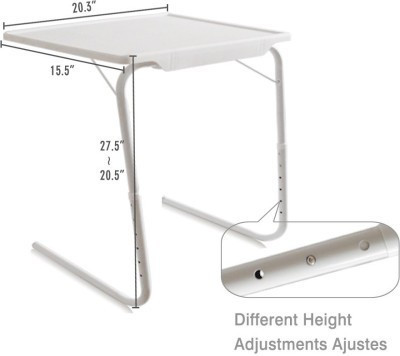 

Tuzech White Adjustable Folding Laptop Plastic Study Table(Finish Color - White)