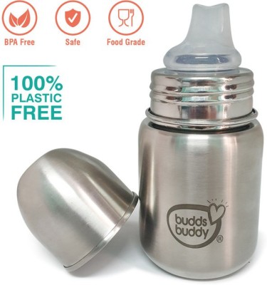 Buddsbuddy Premium Stainless Steel 3 in 1 Feeding Bottle,130 gm, BB7150-Pack of 1 - 200 ml(Silver)