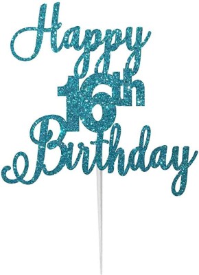 Festiko Happy 16th Birthday Cake Topper(Light Blue Pack of 1)