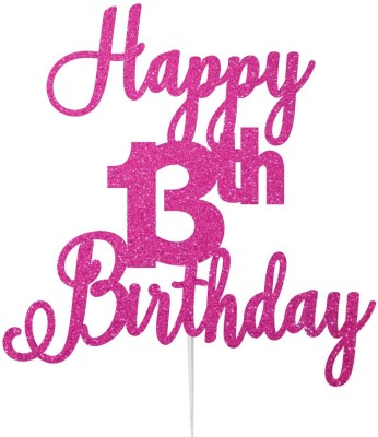 Festiko Happy 13th Birthday Cake Topper(Hot Pink Pack of 1)