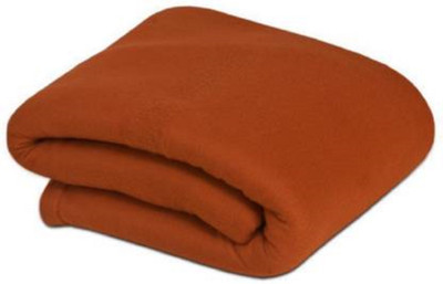Comfytouch Solid Double Fleece Blanket for  AC Room(Polyester, Orange)
