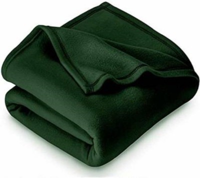 Comfytouch Solid Single Fleece Blanket for  AC Room(Polyester, Green)