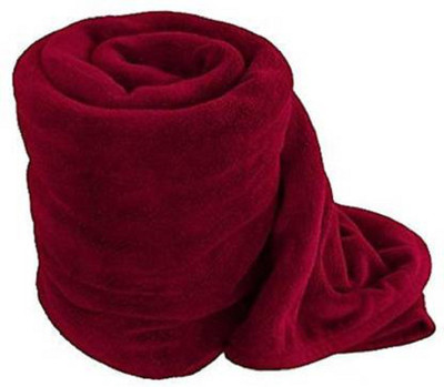 Comfytouch Solid Single Fleece Blanket for  AC Room(Polyester, Red)