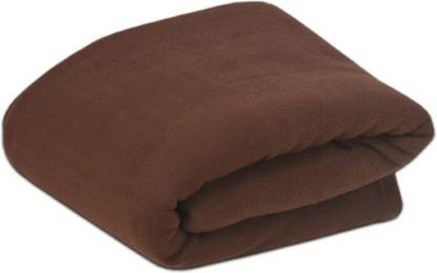 Comfytouch Solid Double Fleece Blanket for  AC Room(Polyester, Brown)