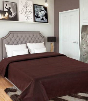 Unique Style Solid Double Fleece Blanket for  AC Room(Polyester, Brown)