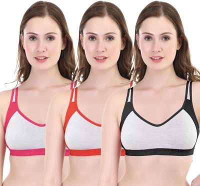 oxbeery Girls Sports Non Padded Bra(Red, Black, Pink)