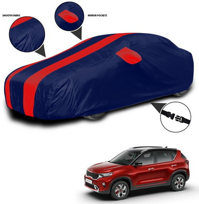 ANTHUB Car Cover For Kia Sonet (With Mirror Pockets)(Red, Blue)