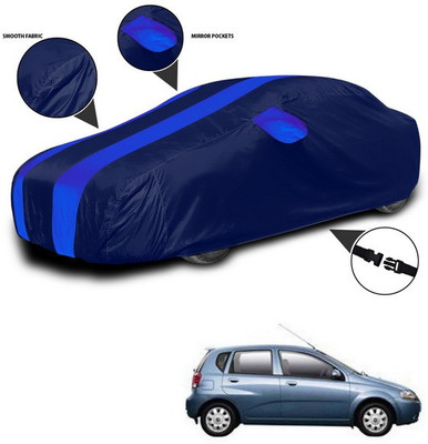 ANTHUB Car Cover For Chevrolet Aveo Uva (With Mirror Pockets)(Blue)