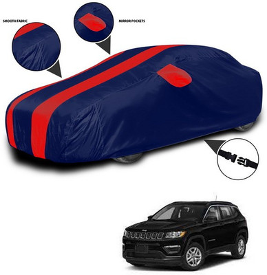 SEBONGO Car Cover For Jeep Compass (With Mirror Pockets)(Red, Blue)