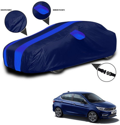 SEBONGO Car Cover For Tata Tigor (With Mirror Pockets)(Blue)