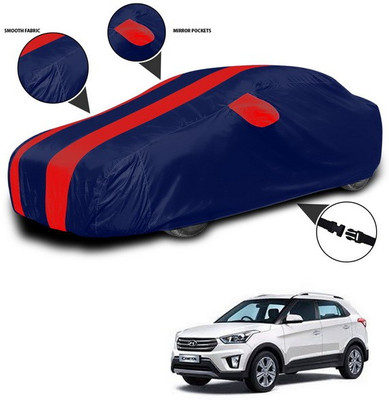 ANTHUB Car Cover For Hyundai Creta (With Mirror Pockets)(Red, Blue)