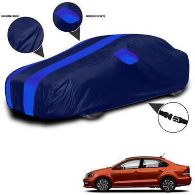 ANTHUB Car Cover For Volkswagen Vento (With Mirror Pockets)(Blue)